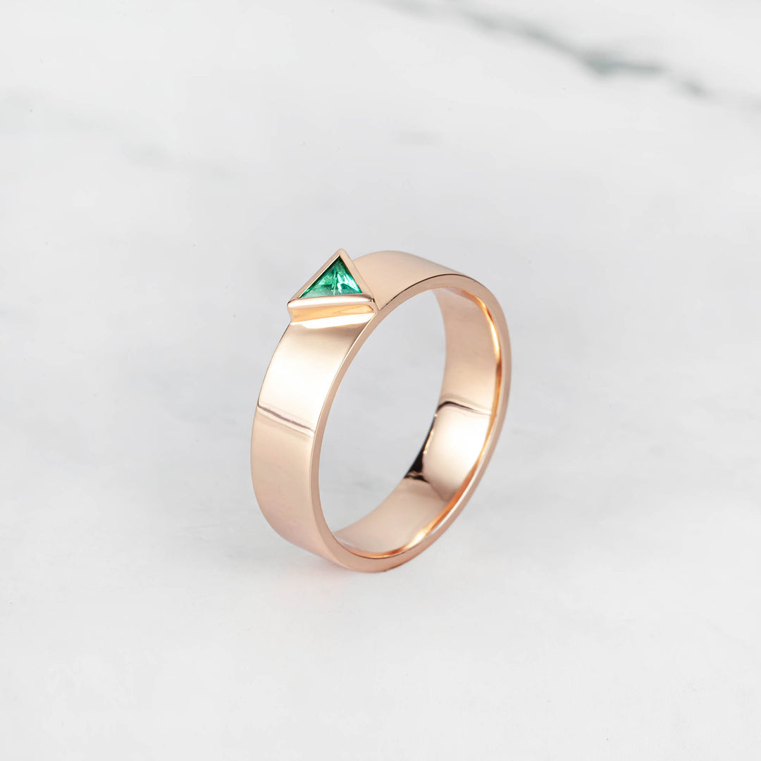 Satra Triangle Emerald Engagement Ring