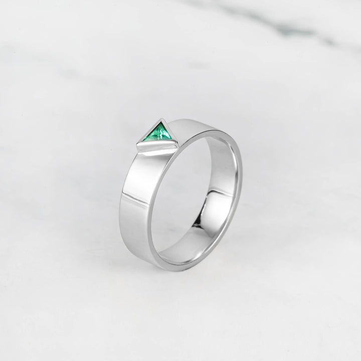 Satra Triangle Emerald Engagement Ring