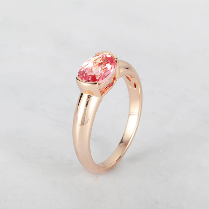 Satra Oval padparadscha Engagement Ring