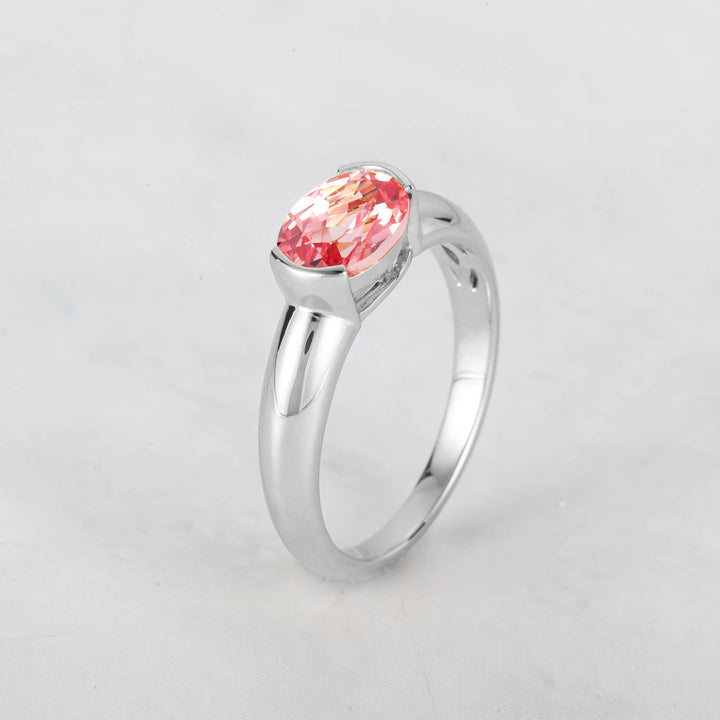 Satra Oval padparadscha Engagement Ring