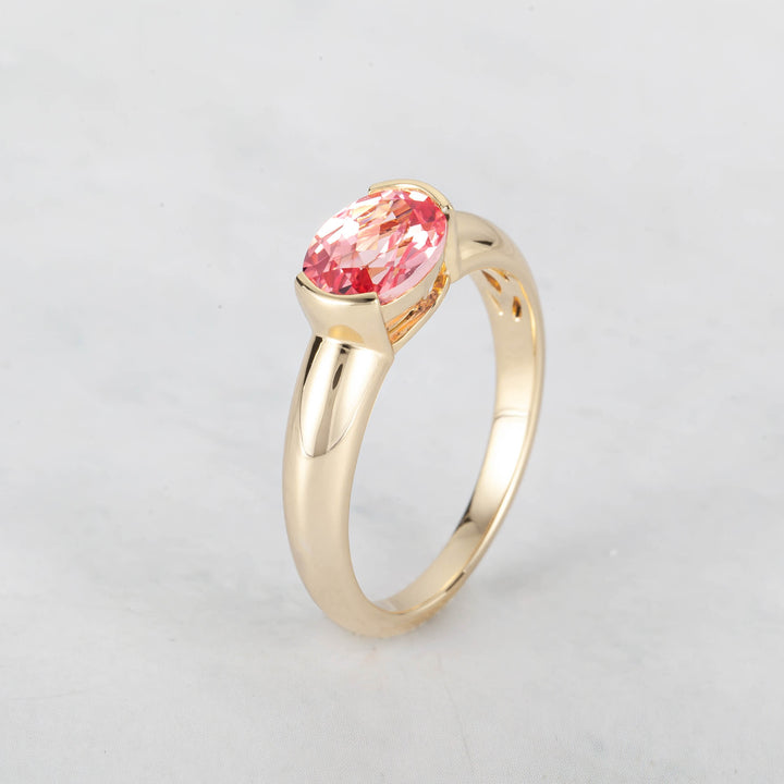 Satra Oval padparadscha Engagement Ring