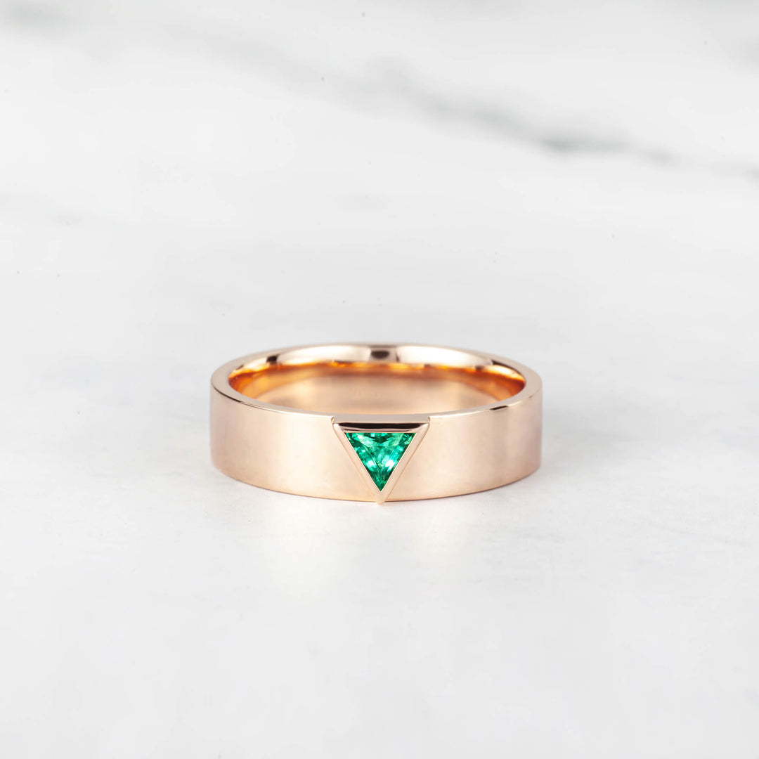 Satra Triangle Emerald Engagement Ring