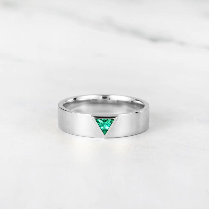 Satra Triangle Emerald Engagement Ring