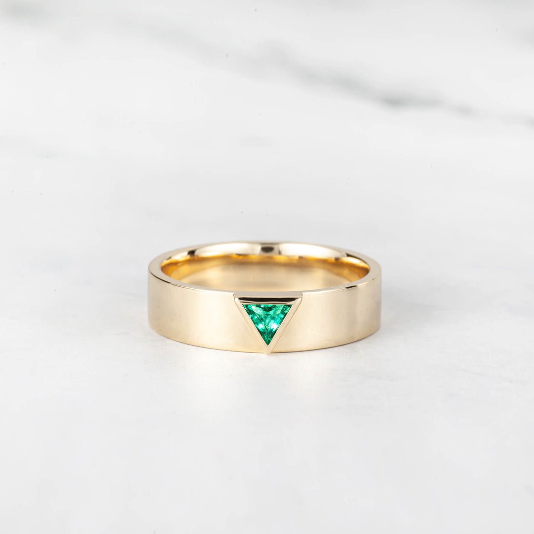 Satra Triangle Emerald Engagement Ring