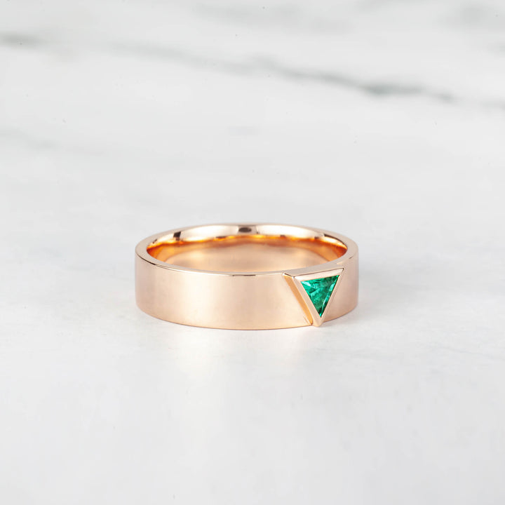 Satra Triangle Emerald Engagement Ring