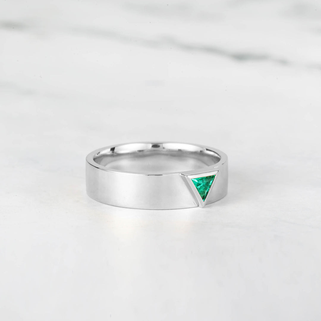 Satra Triangle Emerald Engagement Ring