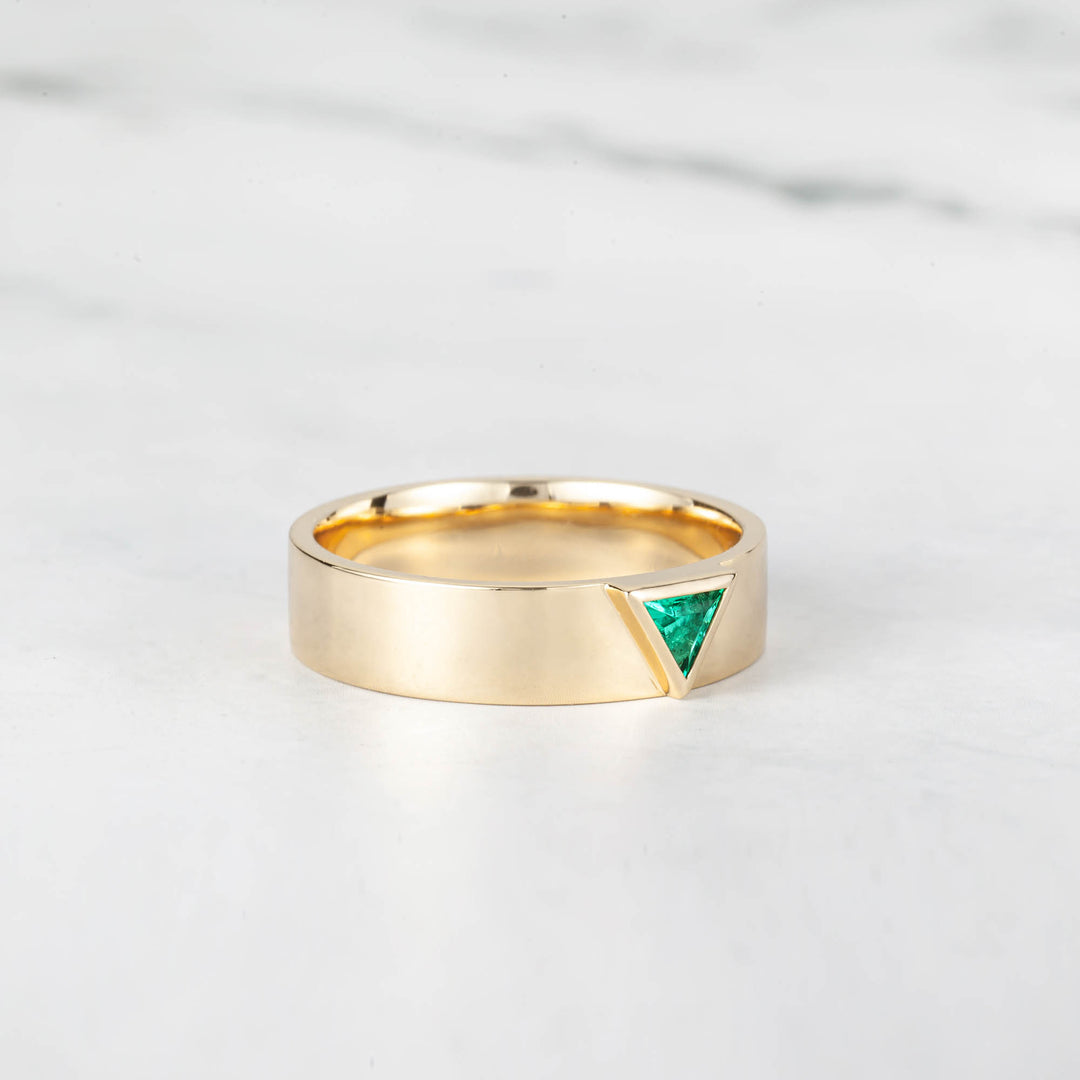 Satra Triangle Emerald Engagement Ring