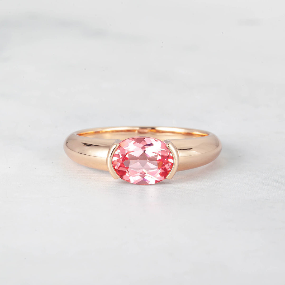 Satra Oval padparadscha Engagement Ring