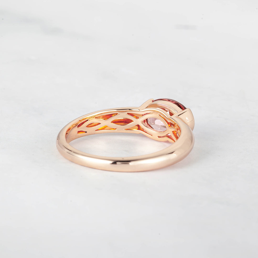 Satra Oval padparadscha Engagement Ring