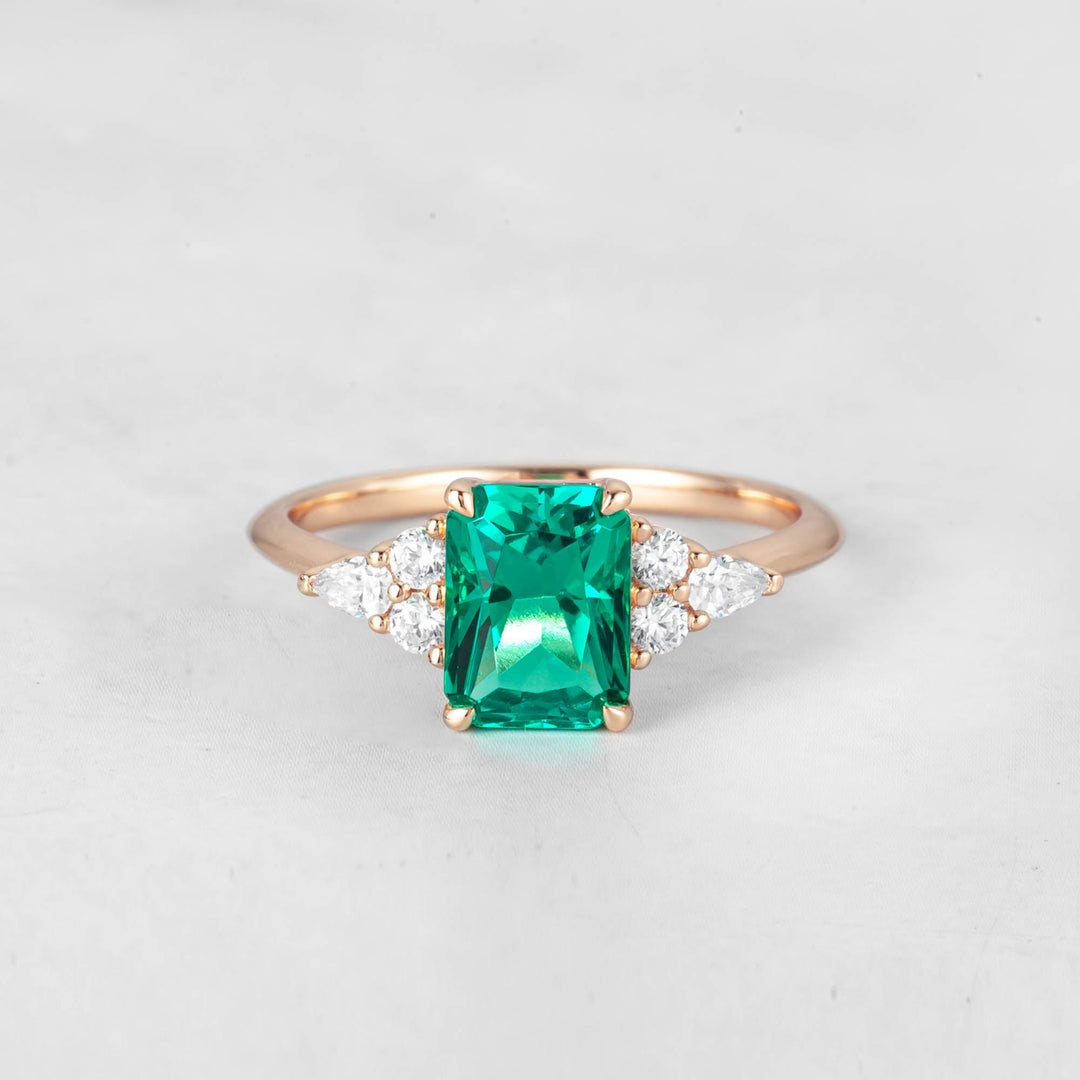 Symmar Emerald Diamond Engagement Ring