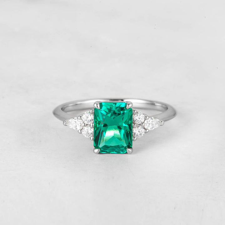 Symmar Emerald Diamond Engagement Ring