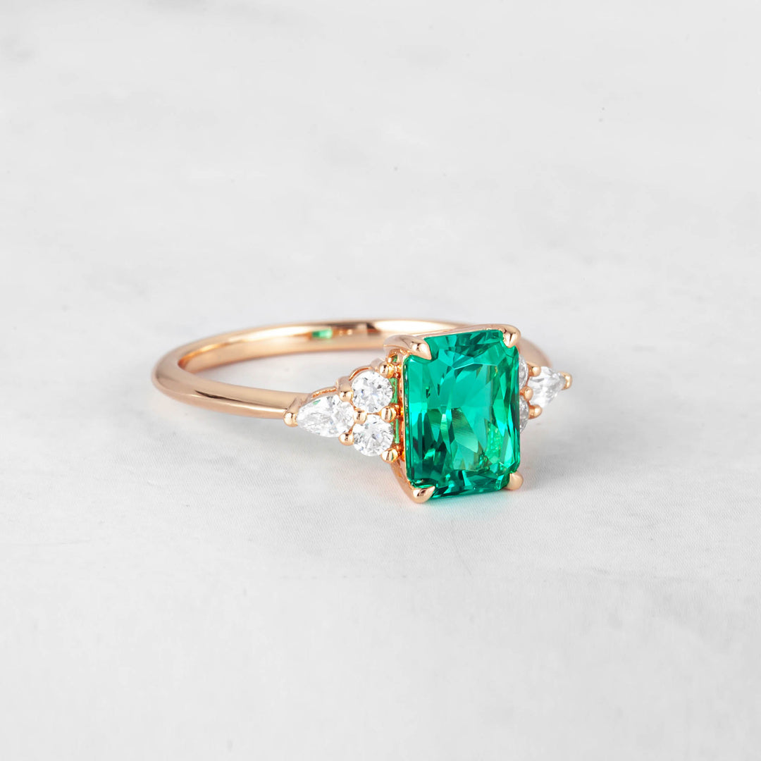 Symmar Emerald Diamond Engagement Ring