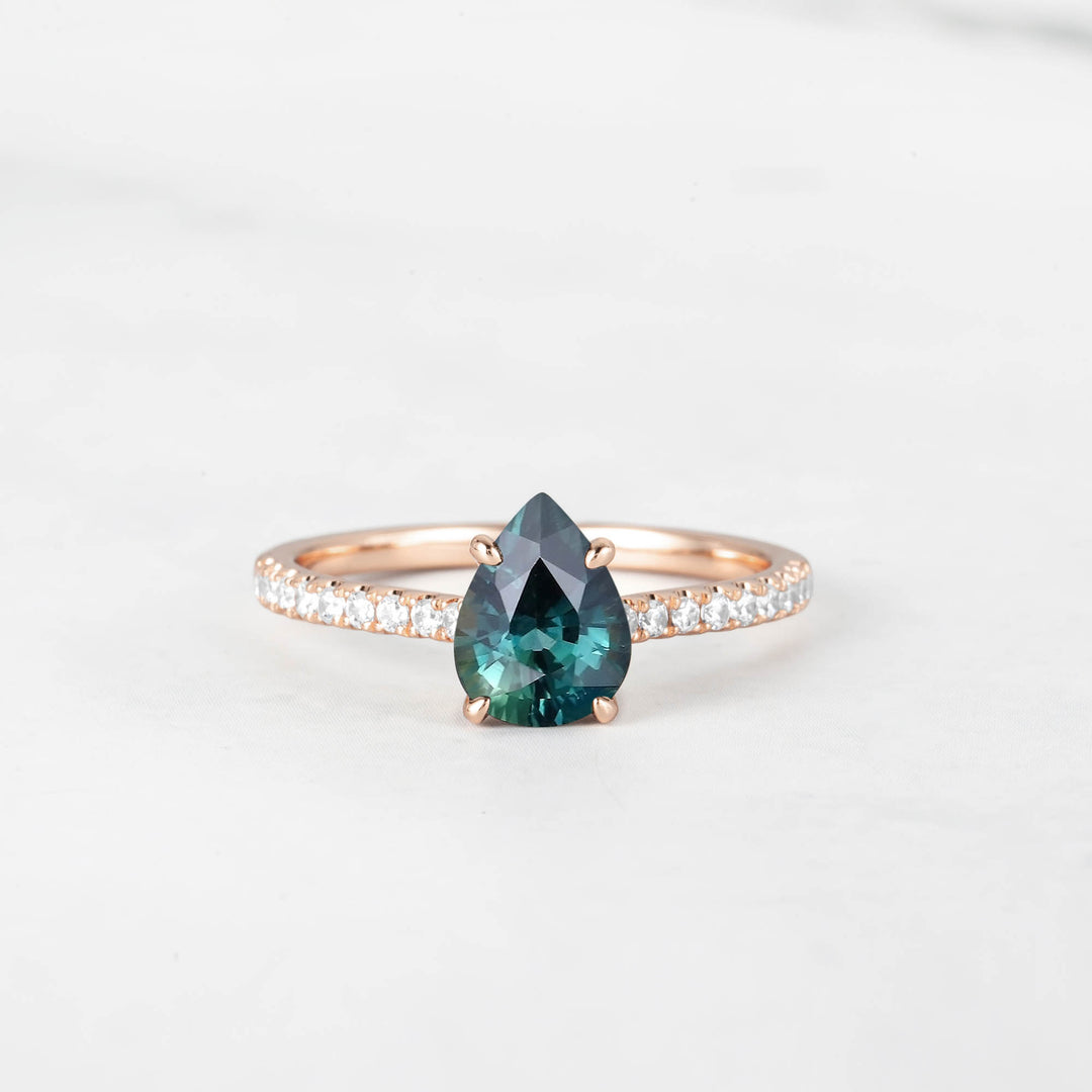 Leva Pear Shape Teal Sapphire Ring