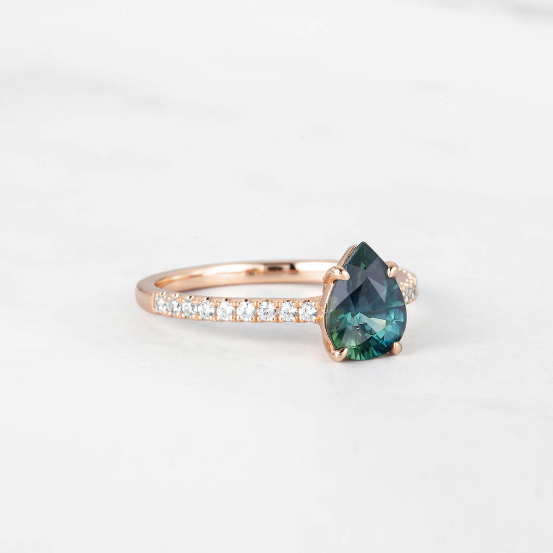 Leva Pear Shape Teal Sapphire Ring