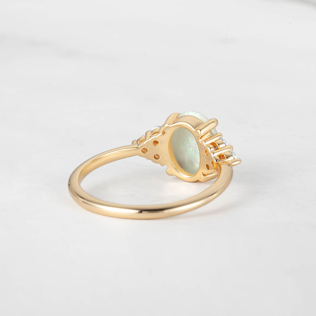 Symmar Oval Opal Diamond Ring