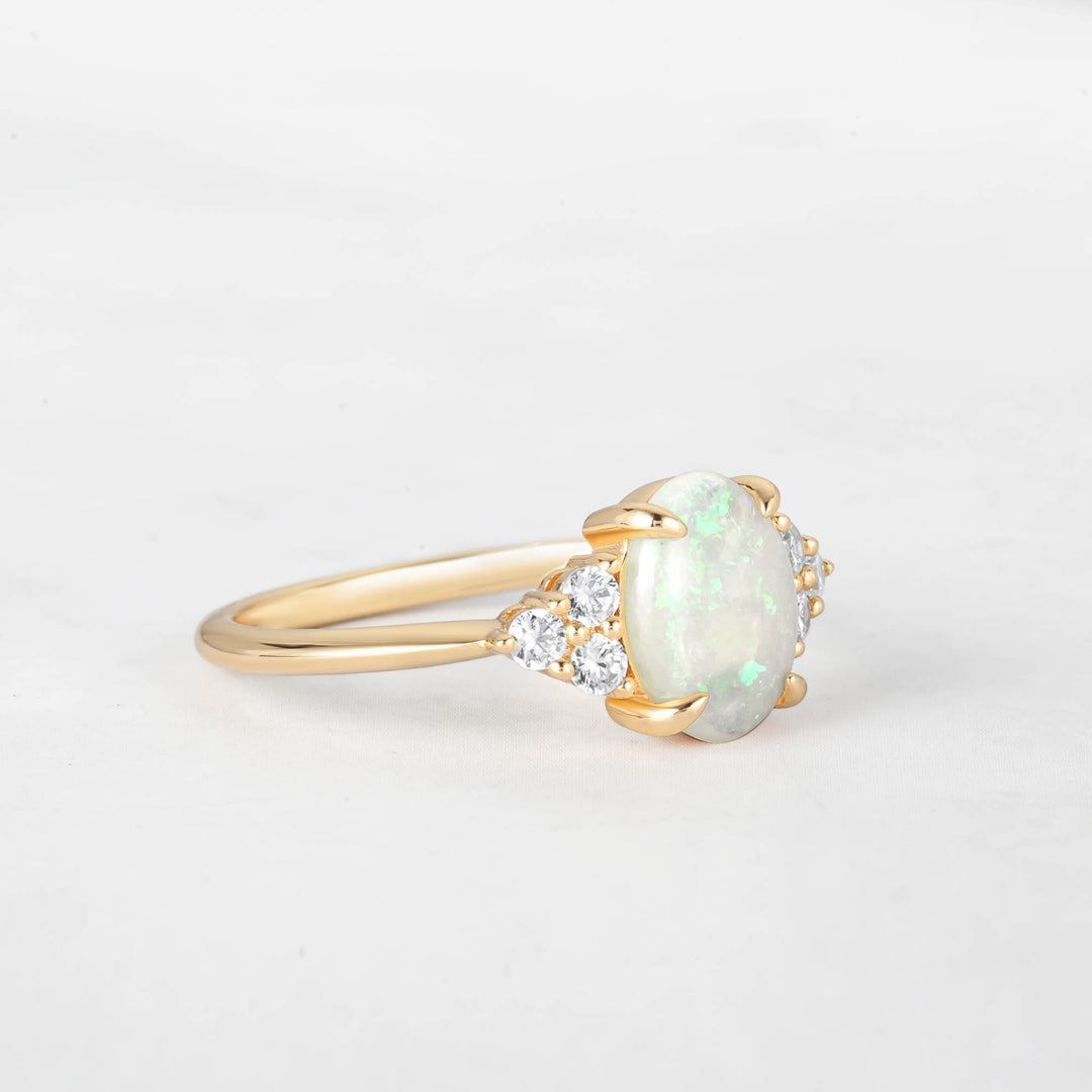 Symmar Oval Opal Diamond Ring