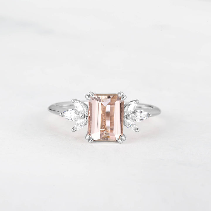 Symmar Emearld-Cut Morganite Marquise Diamond Ring