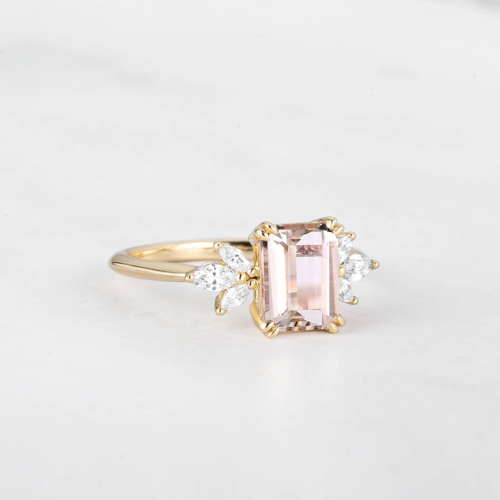 Symmar Emearld-Cut Morganite Marquise Diamond Ring