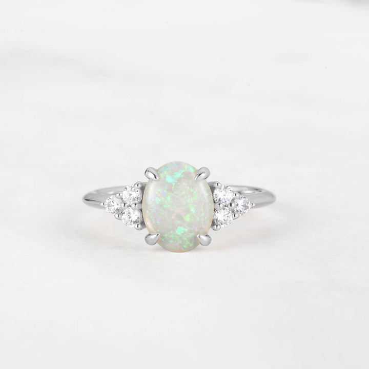 Symmar Oval Opal Diamond Ring