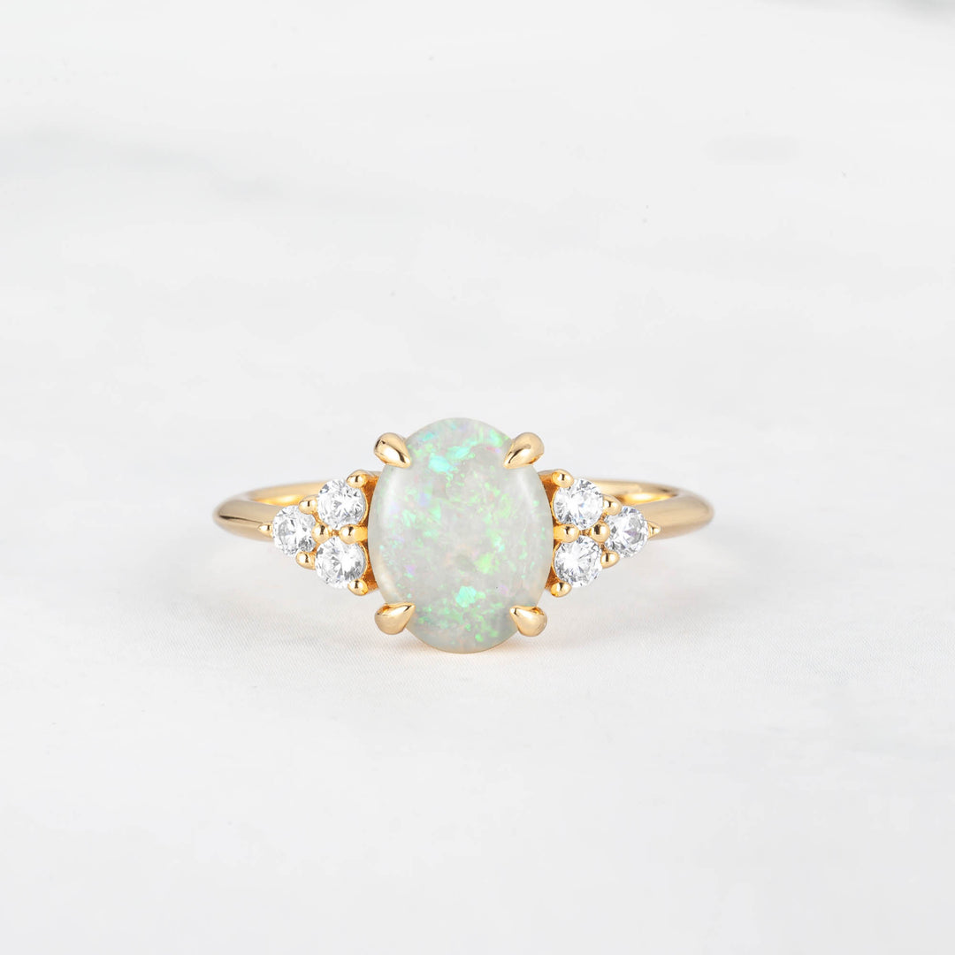 Symmar Oval Opal Diamond Ring