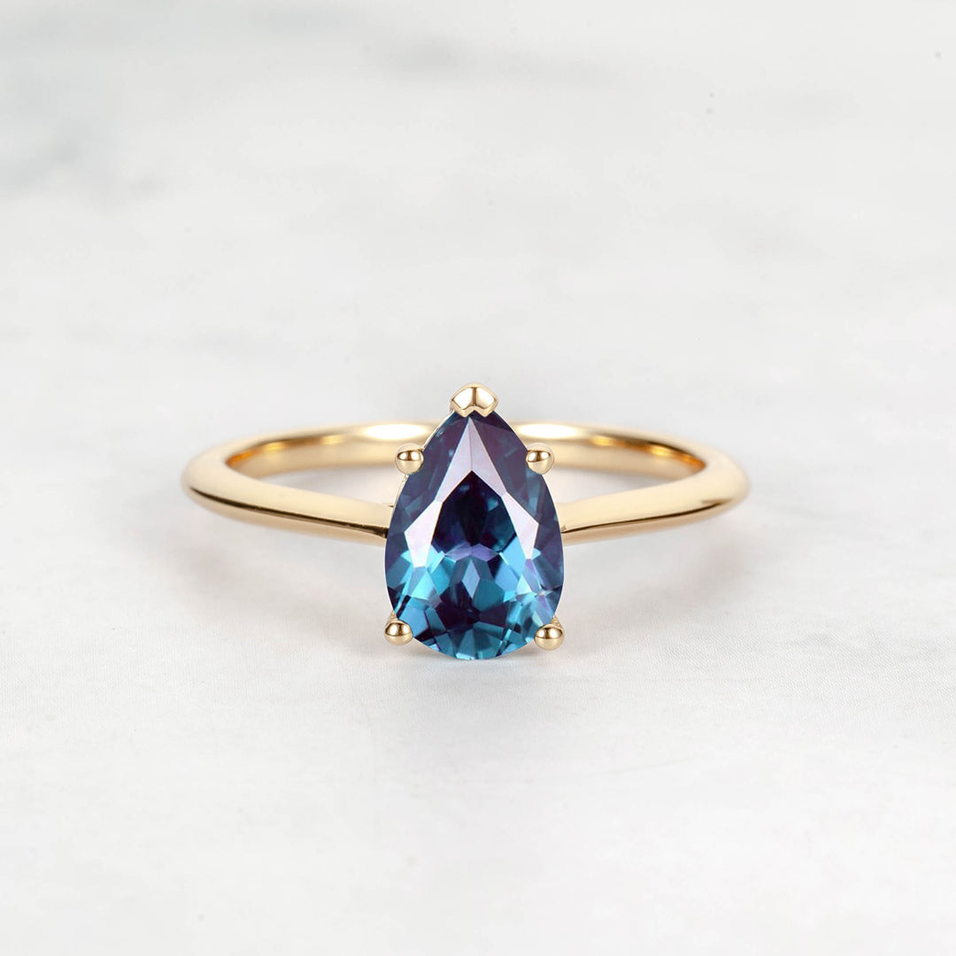 Pretti Pear Alexandrite Engagement Ring