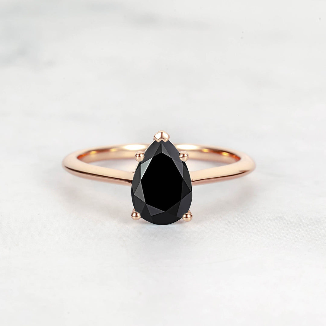 Pretti Pear Black Onyx Engagement Ring