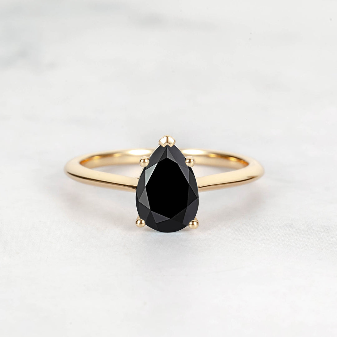 Pretti Pear Black Onyx Engagement Ring