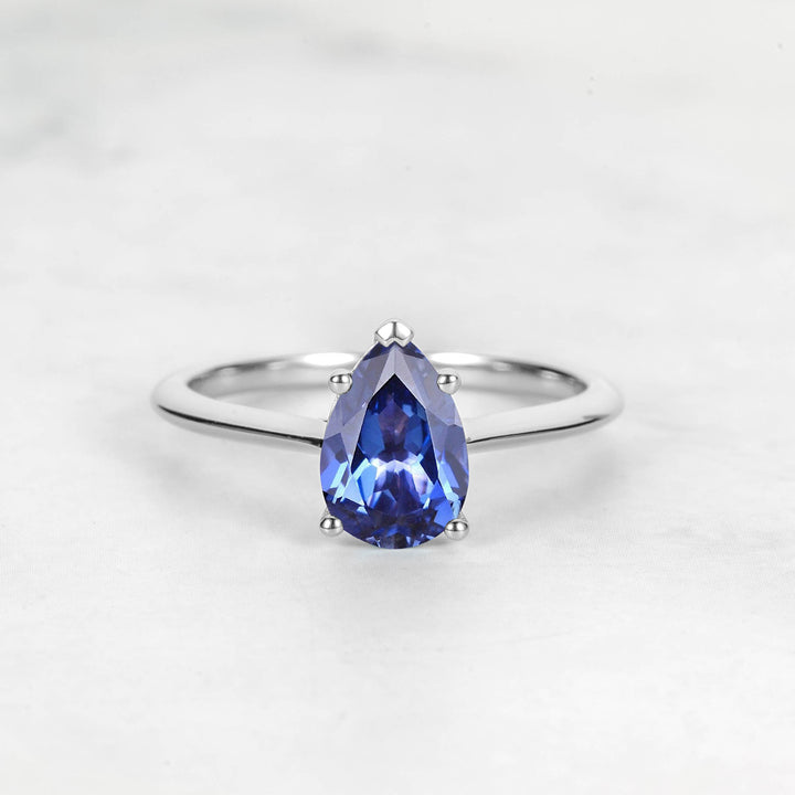 Pretti Pear Blue Sapphire Engagement Ring