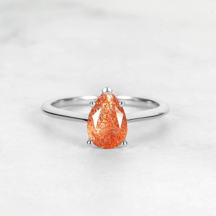 Pretti Pear Sunstone Engagement Ring