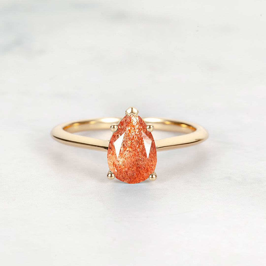 Pretti Pear Sunstone Engagement Ring