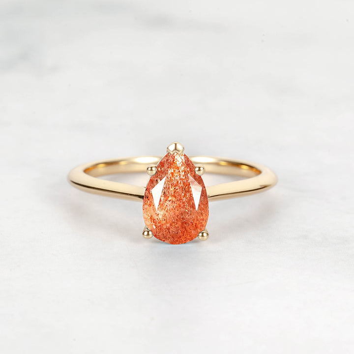 Pretti Pear Sunstone Engagement Ring