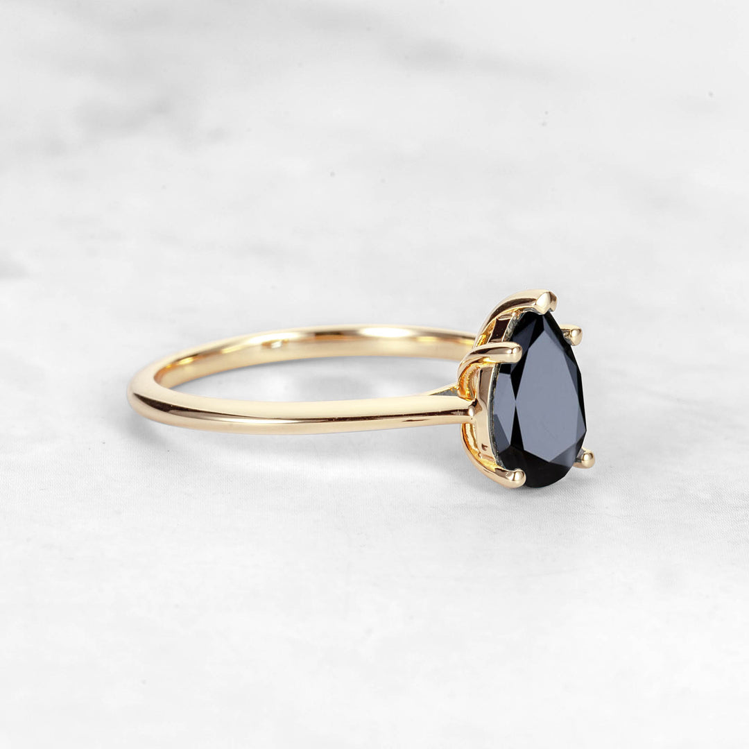 Pretti Pear Black Onyx Engagement Ring