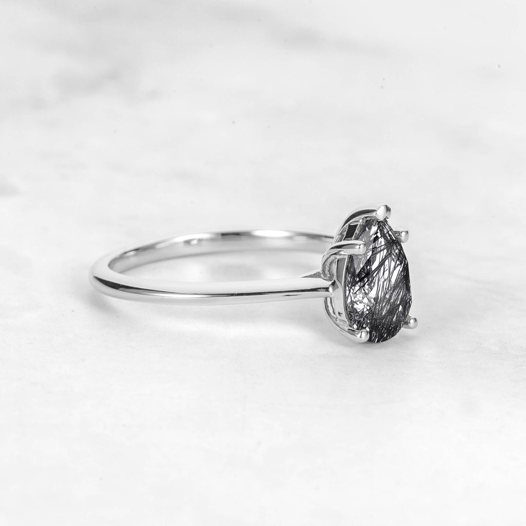 Pretti Pear Rutilated Quartz Engagement Ring