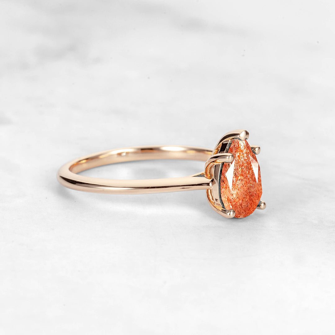 Pretti Pear Sunstone Engagement Ring