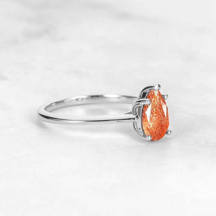 Pretti Pear Sunstone Engagement Ring