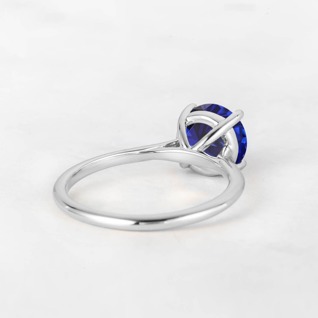 Pretti Round Blue Sapphire Engagement Ring