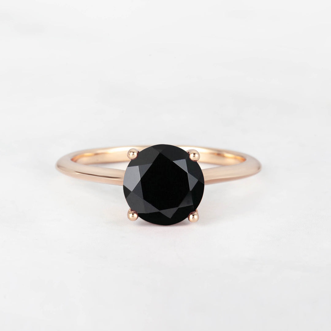 Pretti Round Black Onyx Engagement Ring