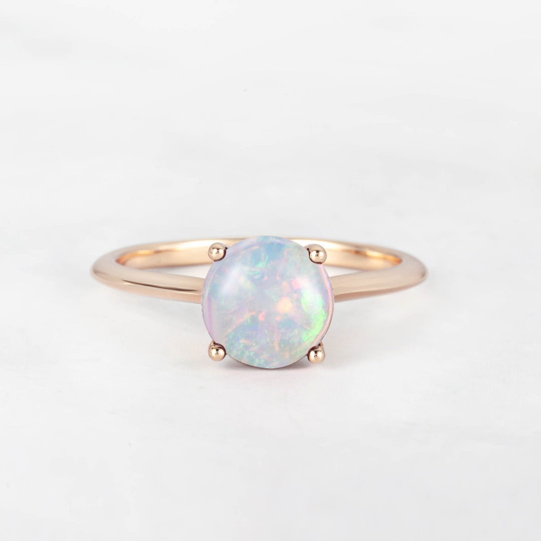 Pretti Round Opal Engagement Ring