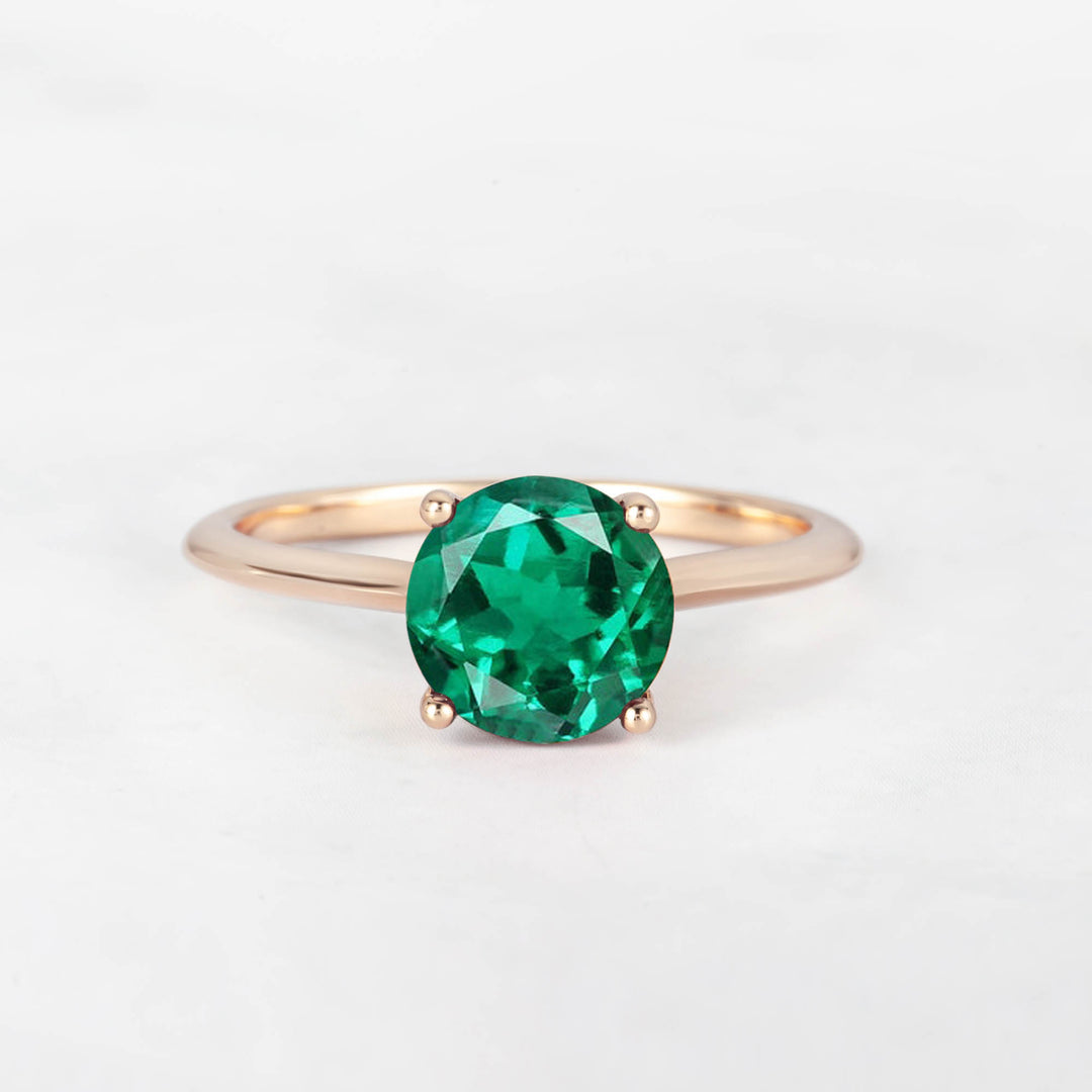 Pretti Round Emerald Engagement Ring