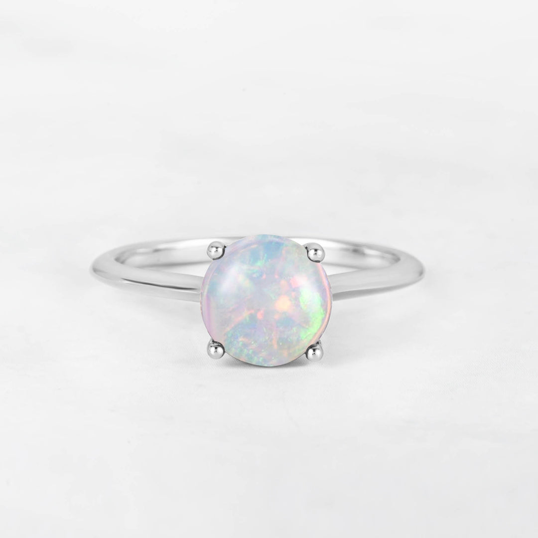 Pretti Round Opal Engagement Ring