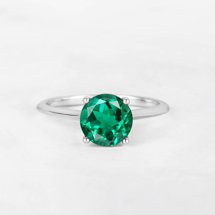 Pretti Round Emerald Engagement Ring