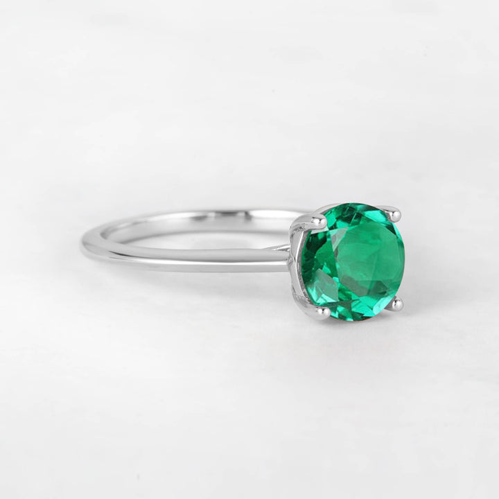 Pretti Round Emerald Engagement Ring