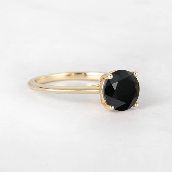 Pretti Round Black Onyx Engagement Ring