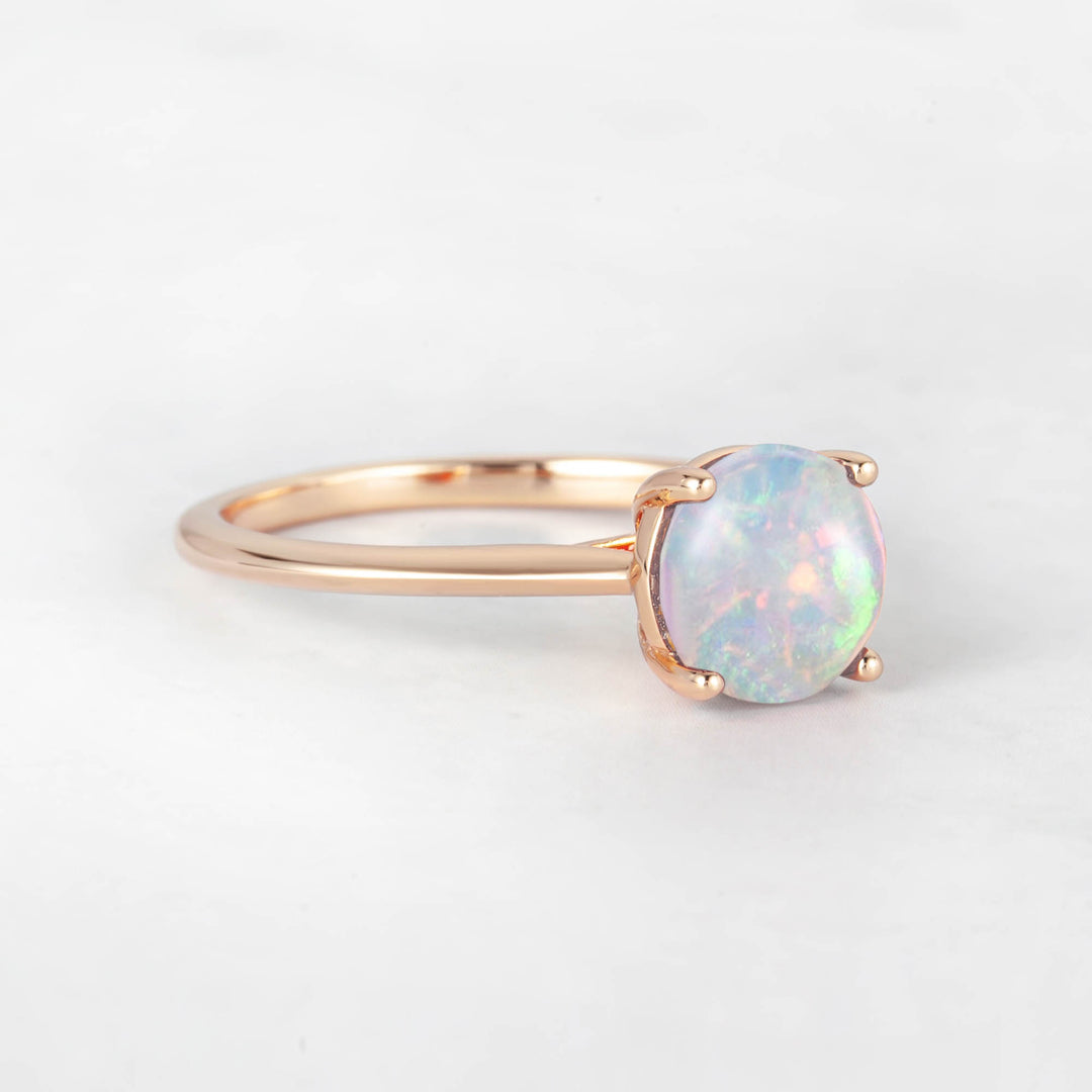 Pretti Round Opal Engagement Ring