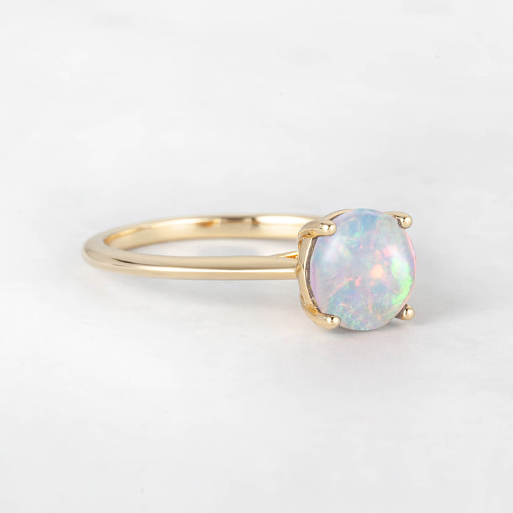 Pretti Round Opal Engagement Ring