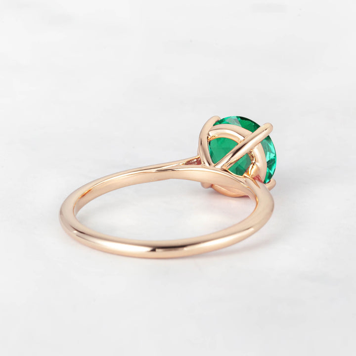 Pretti Round Emerald Engagement Ring