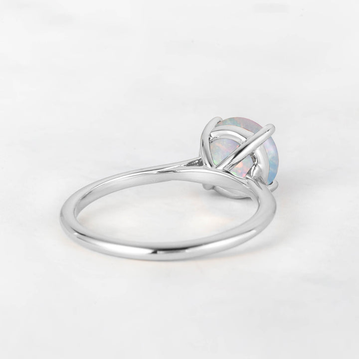 Pretti Round Opal Engagement Ring