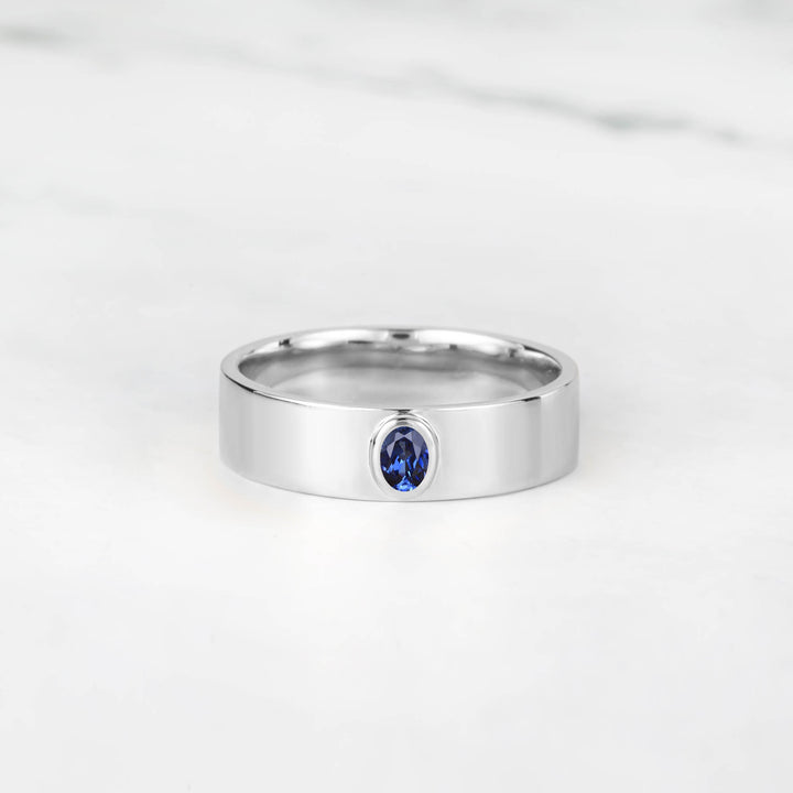 Satra Oval Blue Sapphire Engagement Ring