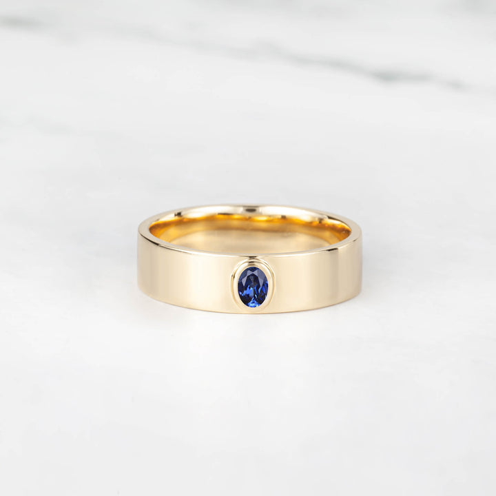 Satra Oval Blue Sapphire Engagement Ring