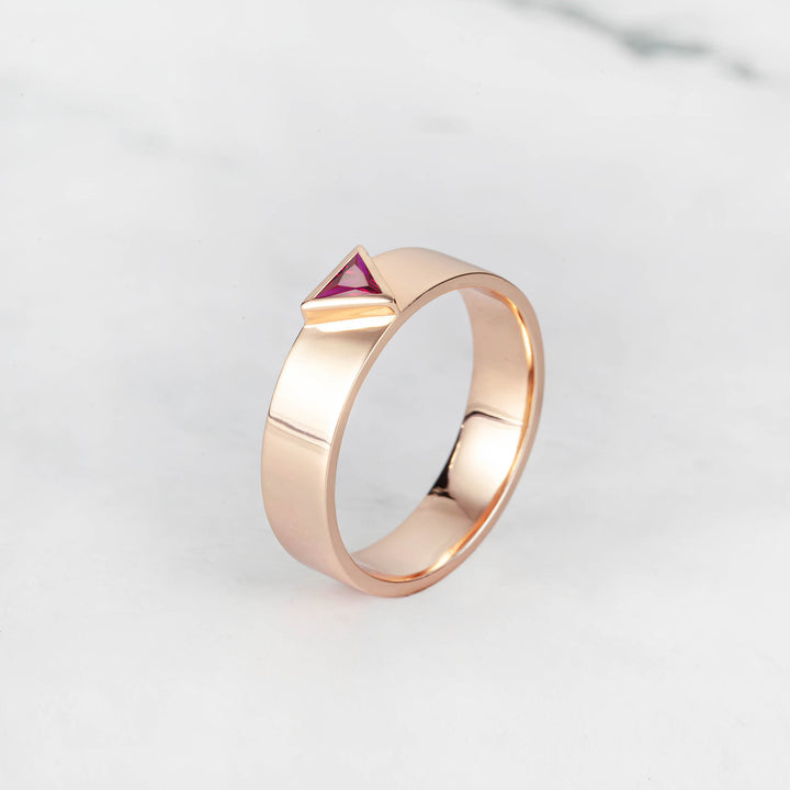 Satra Triangle Ruby Engagement Ring